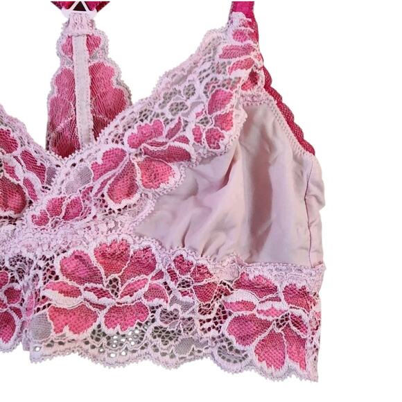 Adore Me Womens Bralette Size XS Pink Lace Racerback Surplice Adjustable Straps - Picture 6 of 7